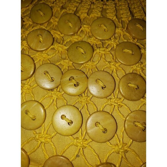 NWT BLUE MIAMI Handbag Purse Straw Woven Yellow Wooden Handles - Picture 3 of 6